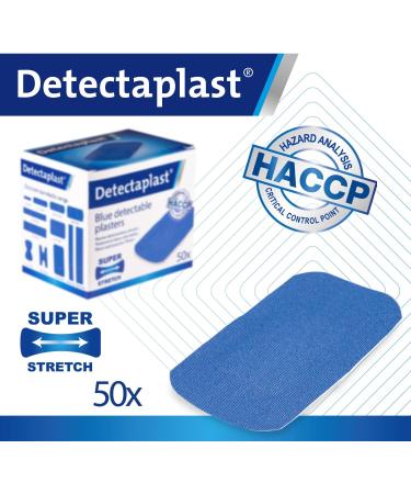 DetectaPlast Waterproof Elastic Pflasters - Blue 50x72mm Detectable First Aid for Gastronomy - 50 Pieces - Buy Online on GoSupps.com