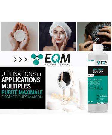 EQM ECO-904 Vegetable Glycerine 500 ml Purity 99.5% Glycerol 100% Natural Natural Moisturizer for Hair and Skin Ideal for Soaps Shampoos and Creams. - Buy Online on GoSupps.com