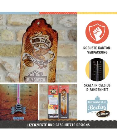 Nostalgic Art Retro Harley-Davidson Thermometer | 7x28 cm Vintage Metal Design | Perfect Gift for Bikers - Buy Online on GoSupps.com