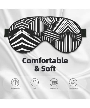 Black and White Geometric Lines Eye Mask | Soft Adjustable Sleeping Mask for Men & Women - Nighttime Comfort - Buy Online on GoSupps.com