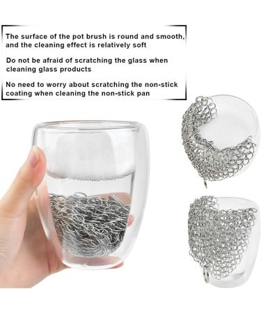 TIMESETL Cast Iron Cleaner Stainless Steel Chainmail Scrubber Cast Iron Skillet Cleaner with Pan Grill Scraper for Skillets Griddles Pans and Woks Set of 3 - Buy Online on GoSupps.com