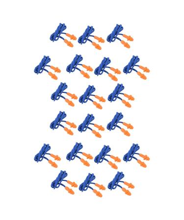 Soaying 20 Pcs Silicone Soft Ear Plugs - Hearing Protection with Cord - Noise for Work Home Sleeping Blue Orange