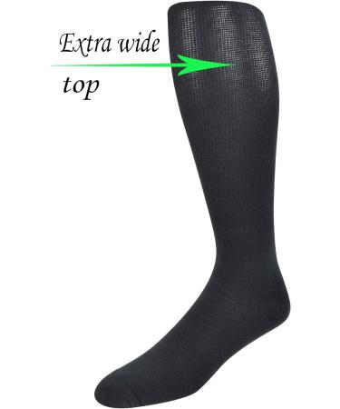 Yomandamor Men's Over the Calf Diabetic Dress Socks - Size 13-15, 4 Pairs, Black - Buy Online on GoSupps.com