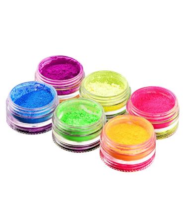 luminous pigment nail powder-6 color fluorescent color nail pigments neon fluorescent nail glitter dust nail pigment nail art pigment powder