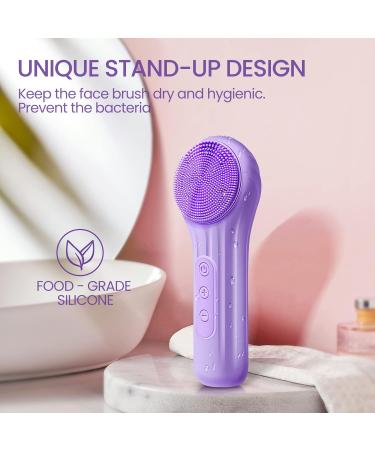 Silicone Face Scrubber Electric Facial Cleansing Brush Skincare Tools with Magnet Charger for Deep Cleaning|Gentle Exfoliating|Massaging (Purple) - Buy Online on GoSupps.com
