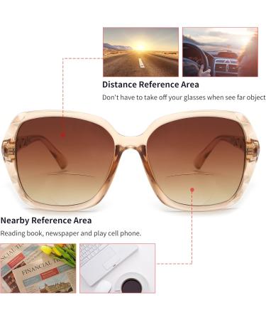 Shop JM Bifocal Reading Sunglasses for Women - Oversized Square UV400 Protection - Stylish Outdoor Sun Readers +2.5 Lens - Buy Online on GoSupps.com