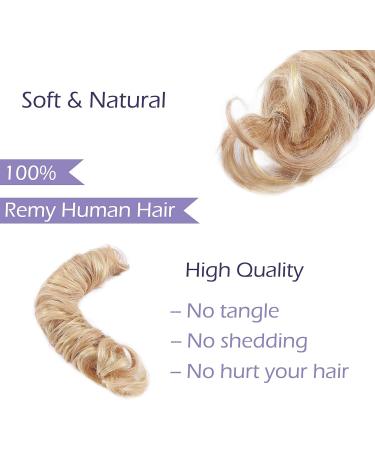 Messy Hair Scrunchies Wrap Bun Extensions Real Human Hair Curly Wavy Pieces For Women Updo Ponytail Hair #18P613 Ash Blonde&Bleach Blonde - Buy Online on GoSupps.com