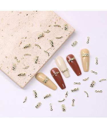 NICENEEDED 3D Boxed Metal Alloy Nail Charms Metallic Braid Rivets Nail Studs with Gold Caviar Beads Multiple Shapes Nail Decorations for Manicure Design DIY Craft - Buy Online on GoSupps.com