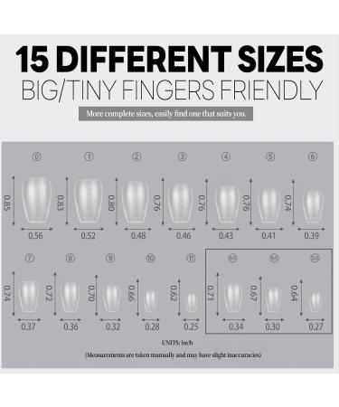 360PCS Clear Short Matte Coffin Nail Tips | Full Cover Double-Sided Frosted False Nails for Gel & Acrylic Extensions - 15 Sizes | No File Needed - 06-360pcs - Buy Online on GoSupps.com