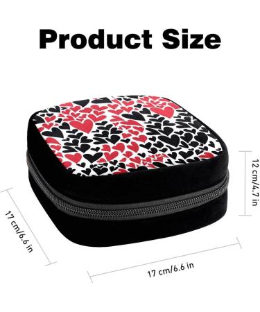 GIAPB Period Bag - Sanitary Napkin Storage & Makeup Pouch, Black & Red Hearts - 1698 - Buy Online on GoSupps.com