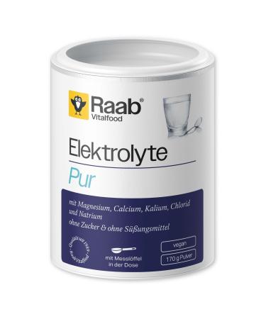 Raab Vitalfood Electrolytes Pure (170 g) - Vegan with measuring spoon sugar-free and artificial sweetener-free electrolyte powder