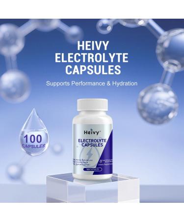 Heivy Electrolyte Capsules, High Sodium Salt Tablets (500mg Sodium &100mg Potassium), Salt Pills for POTS, Running, Keto, Electrolytes for Hydration Supplement - 100 Count (Size 0) - Made in USA - Buy Online on GoSupps.com