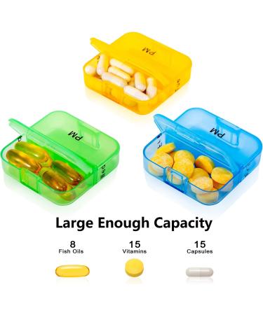 Daviky Weekly Pill Organizer AM PM 2 Times a Day - 7 Day Large Travel Vitamin Box - Daily Supplement Dispenser & Medication Case - Buy Online on GoSupps.com