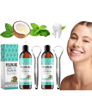 D'Huile de Noix de Coco 2pcs Huile de Noix de Coco Bain de Bouche L'Huile de Noix de Coco Huile de Menthe Poivr E Bain de Bouche L'Huile Blanchissante Rince-Bouche L'Huile de Menthe
