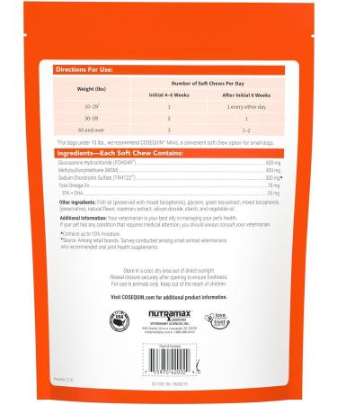 Nutramax Cosequin Joint Health Supplement for Dogs - 120 Soft Chews with Glucosamine, Chondroitin, MSM, Omega-3 - Promotes Healthy Skin and Coat - Buy Online on GoSupps.com