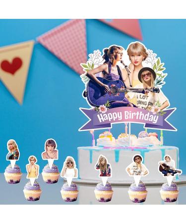 25pcs Taylor Singer Cake Decorations with 1pcs Cake Topper and 24pcs Cupcake Toppers for Swift Birthday Party Supplies - Buy Online on GoSupps.com