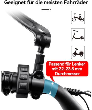 Coicer Left Bicycle Mirror for E-Bike - HD 360 Rotatable & Foldable Handlebar Rear-View Accessory | Extra Large Impact-Resistant Glass - Buy Online on GoSupps.com