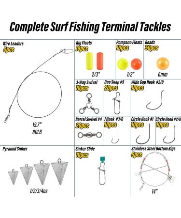 Dr.Fish Surf Fishing Tackle Kit - 269 Piece Saltwater Lures Set with Box | Bucktail Jigs, Pompano Rig, Walking Bait, Pier, Surf Casting Sea Tackle Kits | Lead Pyramid Sinkers - Buy Online on GoSupps.com