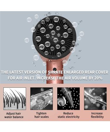 SHRATE 1875W Folding Ionic Hair Dryer with Magnetic Nozzles and Diffuser - Powerful, Lightweight, Quiet, Rose Gold - Ideal for Fast Drying - For Women and Men - Buy Online on GoSupps.com
