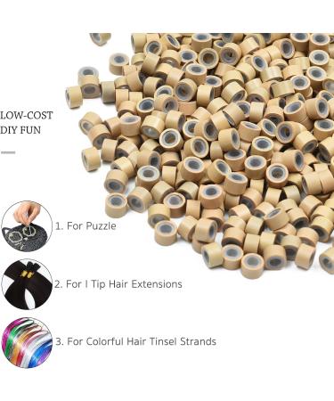 Yamel Micro Links Bead Hair Extensions Rings Natural Blonde 480 Pieces 5mm Silicone Lined Beads for Human Hair Extensions - Buy Online on GoSupps.com