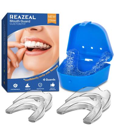 Mouth Guard for Grinding Teeth and Clenching Anti Grinding Teeth Custom Moldable Dental Night Guard Dental Night Guards to Prevent Bruxism -4 Pack/2 Size