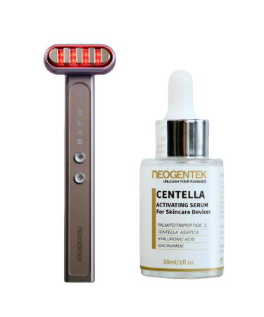 Neogentek 9-in-1 Beauty Facial Wand & Skin Therapy Serum Bundle | Light Therapy for Face and Neck | Skincare Wand & Massager | Anti-Aging Wrinkle | Microcurrent | Serum Made in Korea
