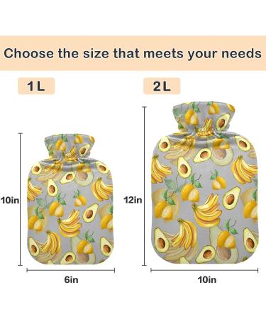 Naanle Banana Lemon Avocado Hot Water Bottle - 1L Transparent Thermal Bottle for Bed & Pain Relief | Warm & Steady Heat Therapy - Buy Online on GoSupps.com