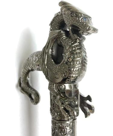 Vintage Style Dragon Silver Walking Cane Stick Alloy Gothic Handmade Crutch Decoration Walking Stick 92Cm Family - Buy Online on GoSupps.com