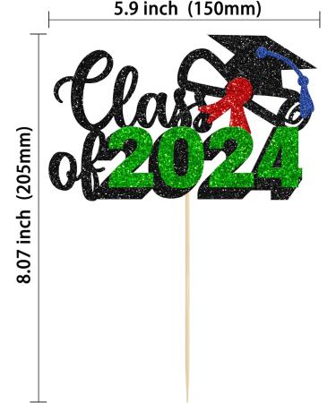 1Pc Graduation Cake Topper 2024 Green Glitter Class of 2024 Graduation Decorations for 2024 Congrats Graduation Party Cake Decorations Supplies 3-green - Buy Online on GoSupps.com