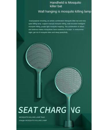 Mosquito Repellent Outdoor Electric Mosquito swatter Electric Shock Mosquito Killer Dual-use USB Rechargeable Home and Outdoor can be Used Green Base+wall Mount+plug - Buy Online on GoSupps.com