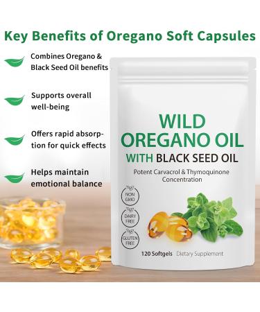 Oil of Oregano with Black Seed Oil 6000mg Oregano Oil Capsules Organic of Oregano Supplement Capsules Natural Antioxidants Non-GMO Gluten Free 120 Softgels 120 Count (Pack of 1) - Buy Online on GoSupps.com