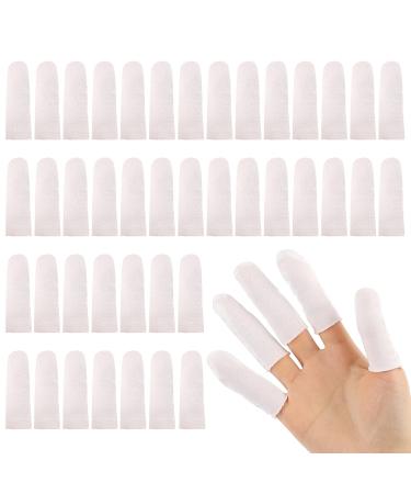 100 Pieces Cotton Finger Cots Cloth Finger Cots Finger Toe Sleeves Fingertips Protective Cover Thumb Protector Comfortable and Breathable  Absorb Sweat (White)