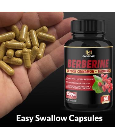 BMVINVOL Berberine Plus Ceylon Cinnamon Capsules | 4700mg | 6-Month Supply | Immune & Heart Support - Buy Online on GoSupps.com