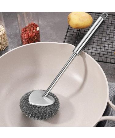 Stainless Steel Scrubber with Handle Steel Wool Scrubber for Cleaning Dishes Metal Sponges for Pots Sink Pans Grills - Buy Online on GoSupps.com