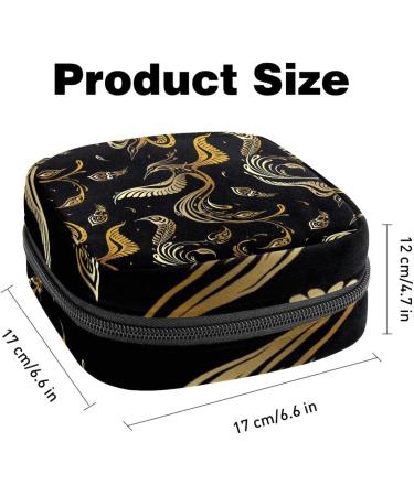 Stylish Women's Napkin Storage Bag Golden Peacock Pattern | Portable Menstrual Cup & Bandage Storage Solutions - Buy Online on GoSupps.com