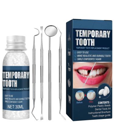 WTTFC tooth repair granulate provisional dentures 2 sets of temporary tooth repair kit temporarily dental repair pearls for fixing the filling of a missing broken tooth