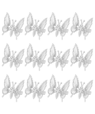 DEEKA 12 PCS 3D Moving Butterfly Hair Clips - Silver Butterfly Hair Accessories for Women and Girls - Buy Online on GoSupps.com