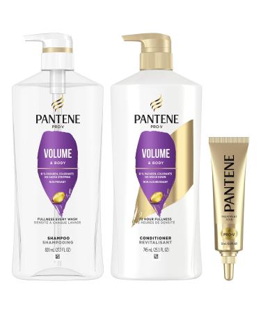 Pantene Shampoo, Conditioner and Hair Treatment Set, Volume & Body for Fine Hair, Safe for Color-Treated Hair NEW Version