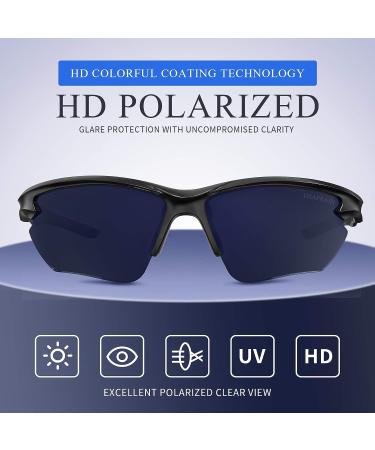 DEAFRAIN Polarized Sports Sunglasses - UV Protection TR90 Unbreakable Frame for Men Women - Ideal for Cycling, Running, Fishing - Bright Black Frame/Black Lens - Buy Online on GoSupps.com