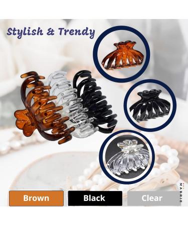 Marrie Hair Clips for Women & Girls | Non-Slip Double-Baked Clamp | Strong Hold for Medium to Thin & Long Hair Accessories (Black Brown Clear) - Buy Online on GoSupps.com