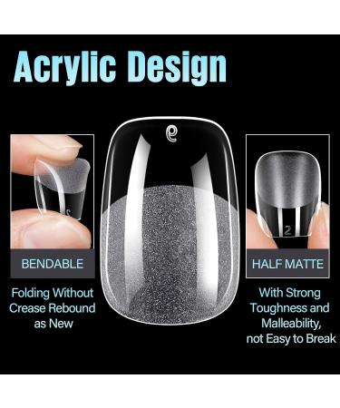 Tomicca 240 Pcs Ultra Short Squoval Gel Nail Tips | Half Matt Full Cover Artificial Nail Tips for DIY & Nail Studios - 15 Sizes Available - Buy Online on GoSupps.com