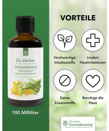Dr. Ehrlich's St. John's Wort Oil - Natural Skin Care Oil for Wounds & Scars - 100 ml Red Oil - Buy Online on GoSupps.com