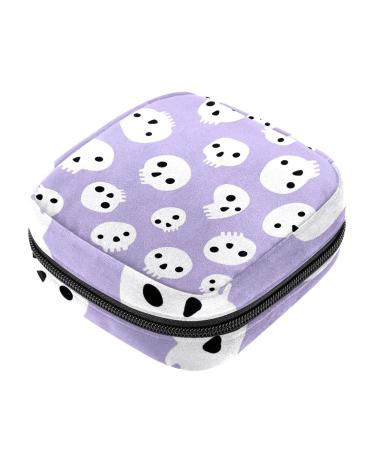 Guantierendiy Sanitary Napkin Storage Bag Portable Period Bag for Women Teen Girls Cartoon Skull Pattern Menstrual Cup Pouch Nursing Pad Holder (Multicolor) Color 3