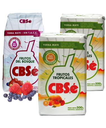 CBS Yerba Mat avec Fruits Tropicaux 2x0.5 kg + CBS Yerba Mat Fruits de la For t 0.5 kg |Th mat d'Argentine | Boisson revigorante et nergisante
