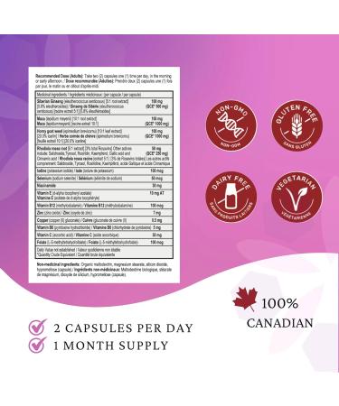 Rhoziva EmpowHer. Menopause Supplements With Maca For Women. Rhodiola Rosea Siberian Ginseng Horny Goat Weed. Vitamin C Vitamin B12 Vitamin E Vitamin B6. Gluten-Free. Non Gmo. 60 Capsules - Buy Online on GoSupps.com