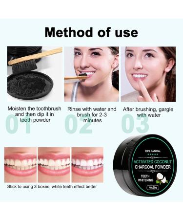 Coal Toothpaste Powder | Coconut Tooth Whitener | Activated Carbon with Bamboo Toothbrush | Stain Remover & Safe for Enamel - Buy Online on GoSupps.com