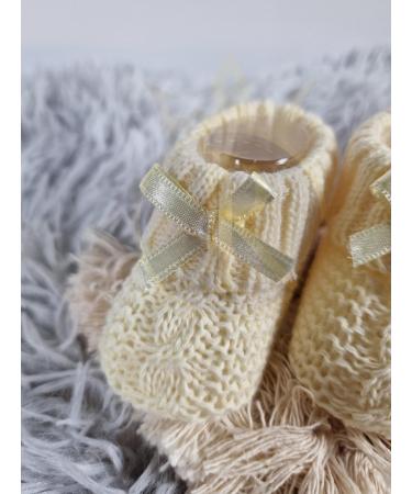 Royal Icon Soft Knitted Newborn Baby Booties with Bow - Lemon, 0-3 Months - Buy Online on GoSupps.com