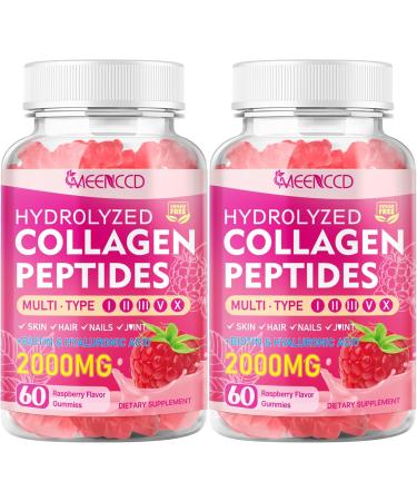 2 Pack Hydrolyzed Collagen Peptides Gummies for Women & Men Multi-Collagen Type I II III V X with Biotin Hyaluronic Acid Zinc Vitamin C E - Skin Hair Nails Raspberry Flavor 120 Count 60 Count (Pack of 2) - Buy Online on GoSupps.com