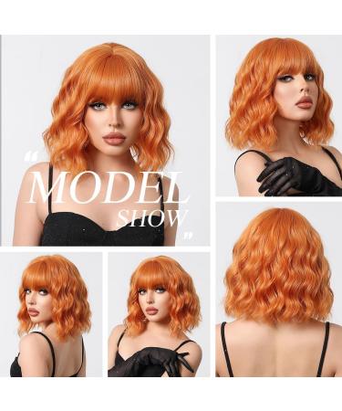 OUFEI Long Orange Wig With Bangs Natural Wavy Wigs for Women Natural Synthetic Hair Heat Resistant Wigs for Daily Party Cosplay Wear Orange(1163-2) - Buy Online on GoSupps.com
