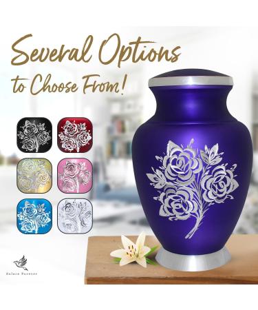 Purple Cremation Urn with Velvet Bag - Large Memorial Ashes Urn for Male & Female - Honour Your Loved One with this Rose Urn for Ashes - Buy Online on GoSupps.com
